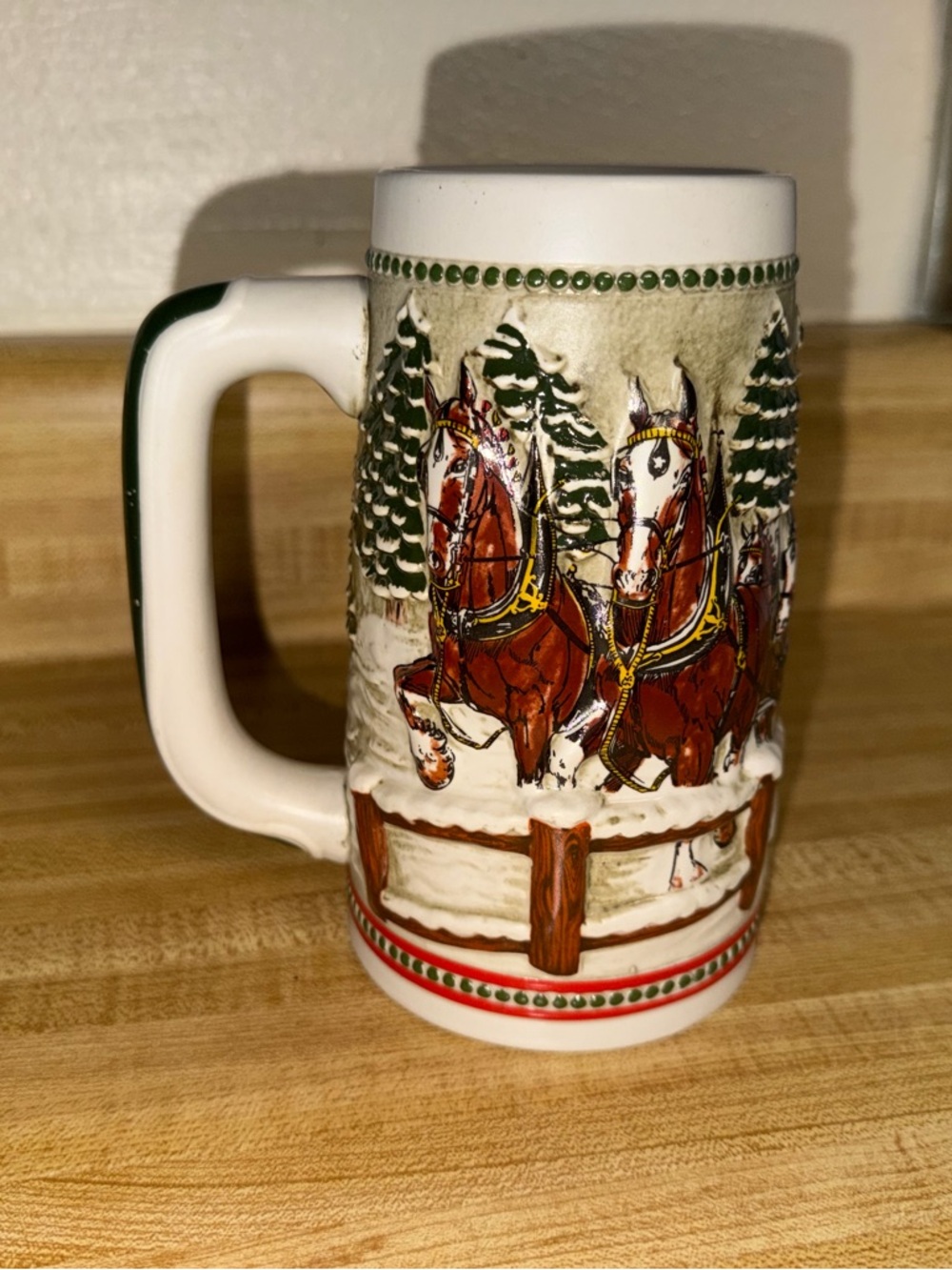 1984 collectible Budweiser Holiday Stein featuring the iconic Clydesdale horses